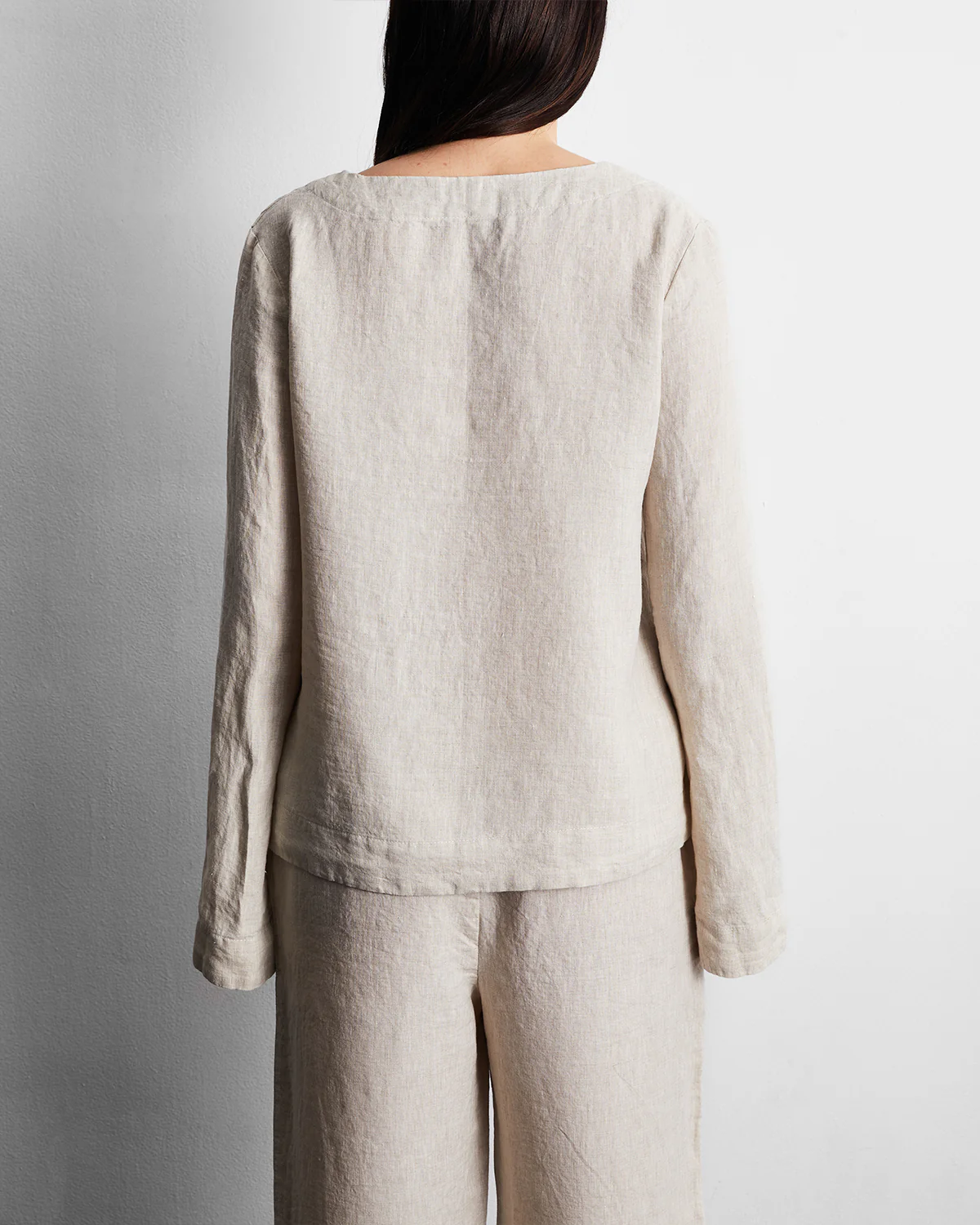 Oatmeal 100% French Flax Linen Top - Image 3