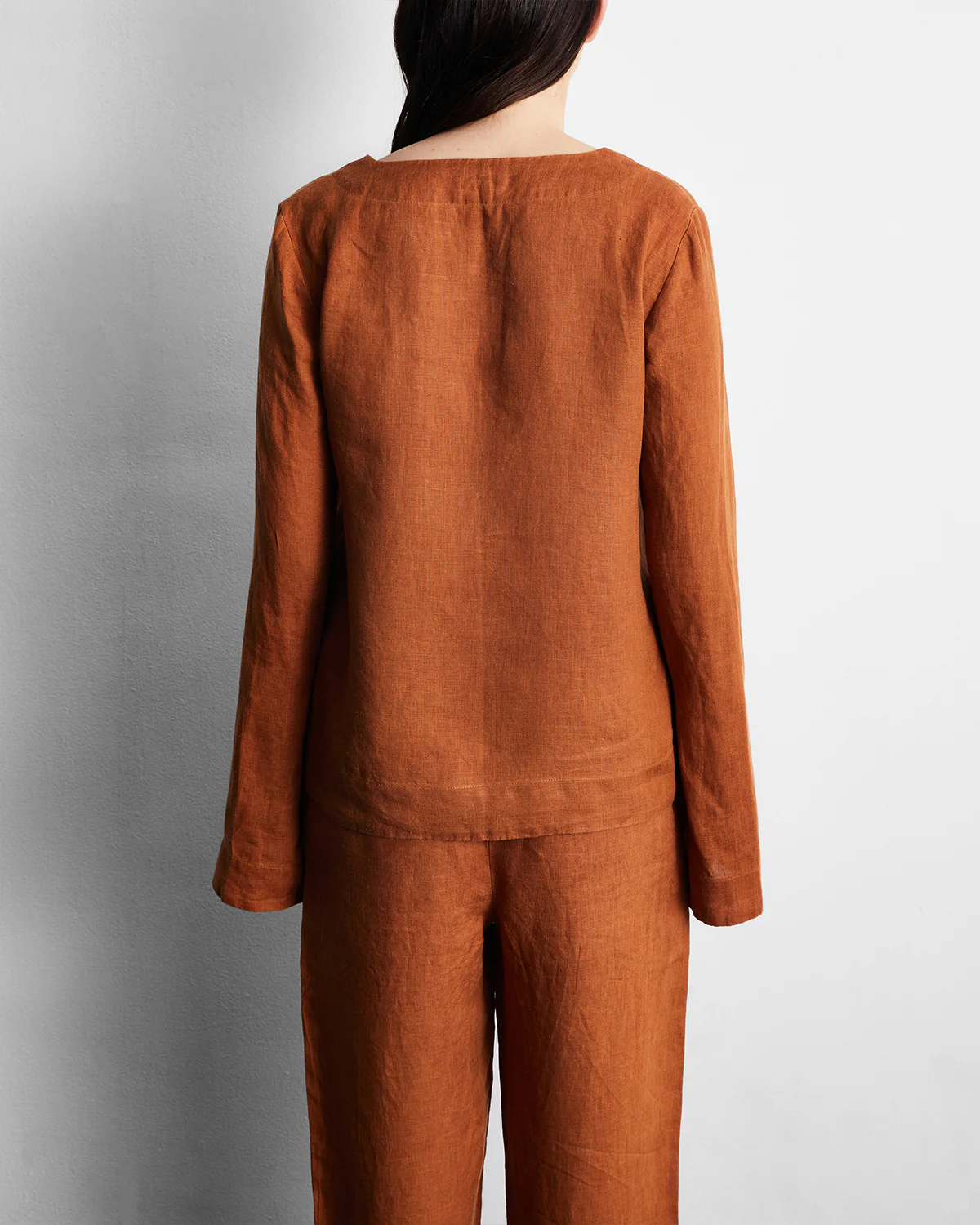 Rust 100% French Flax Linen Top - Image 3