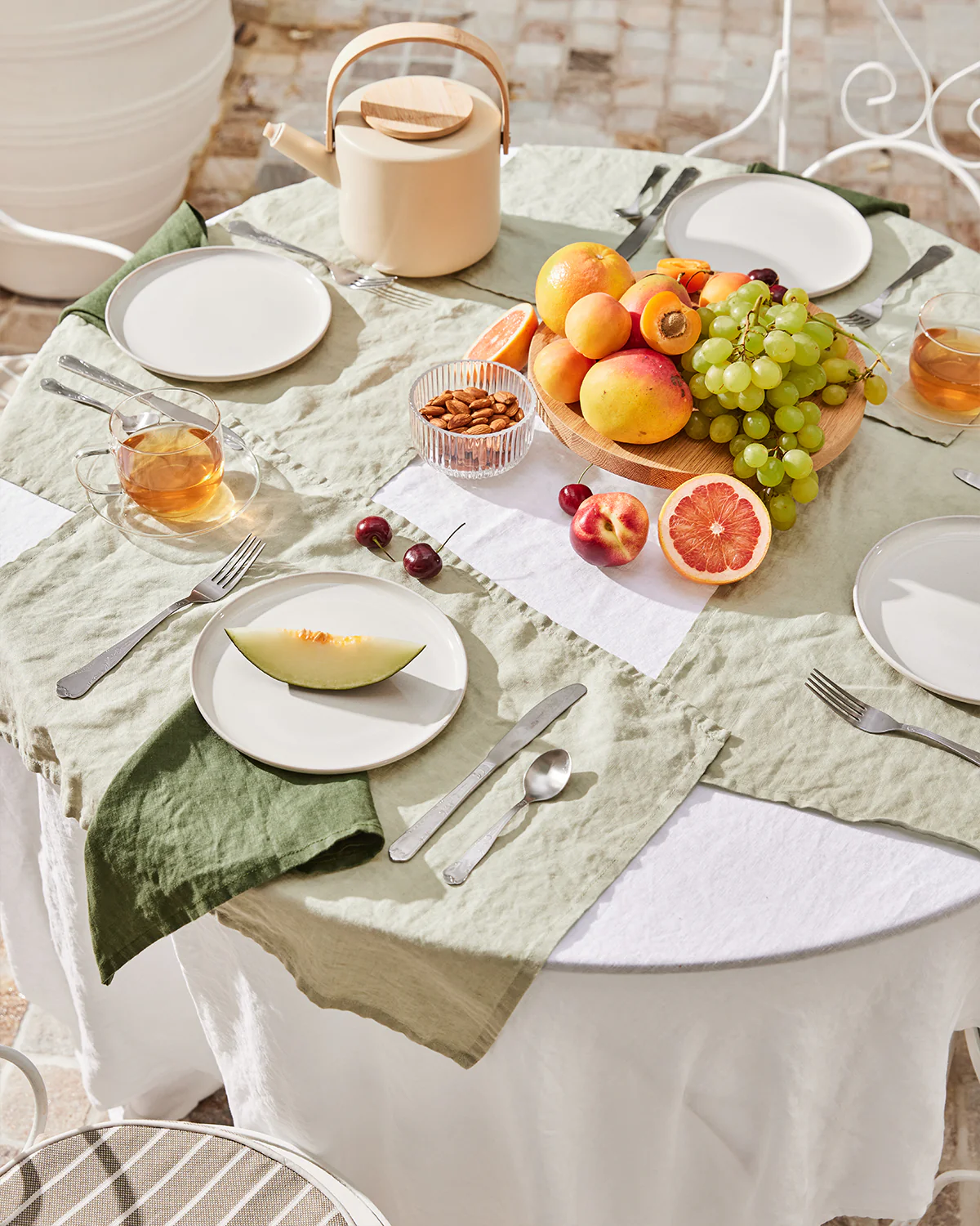 White 100% French Flax Linen Tablecloth - Image 5