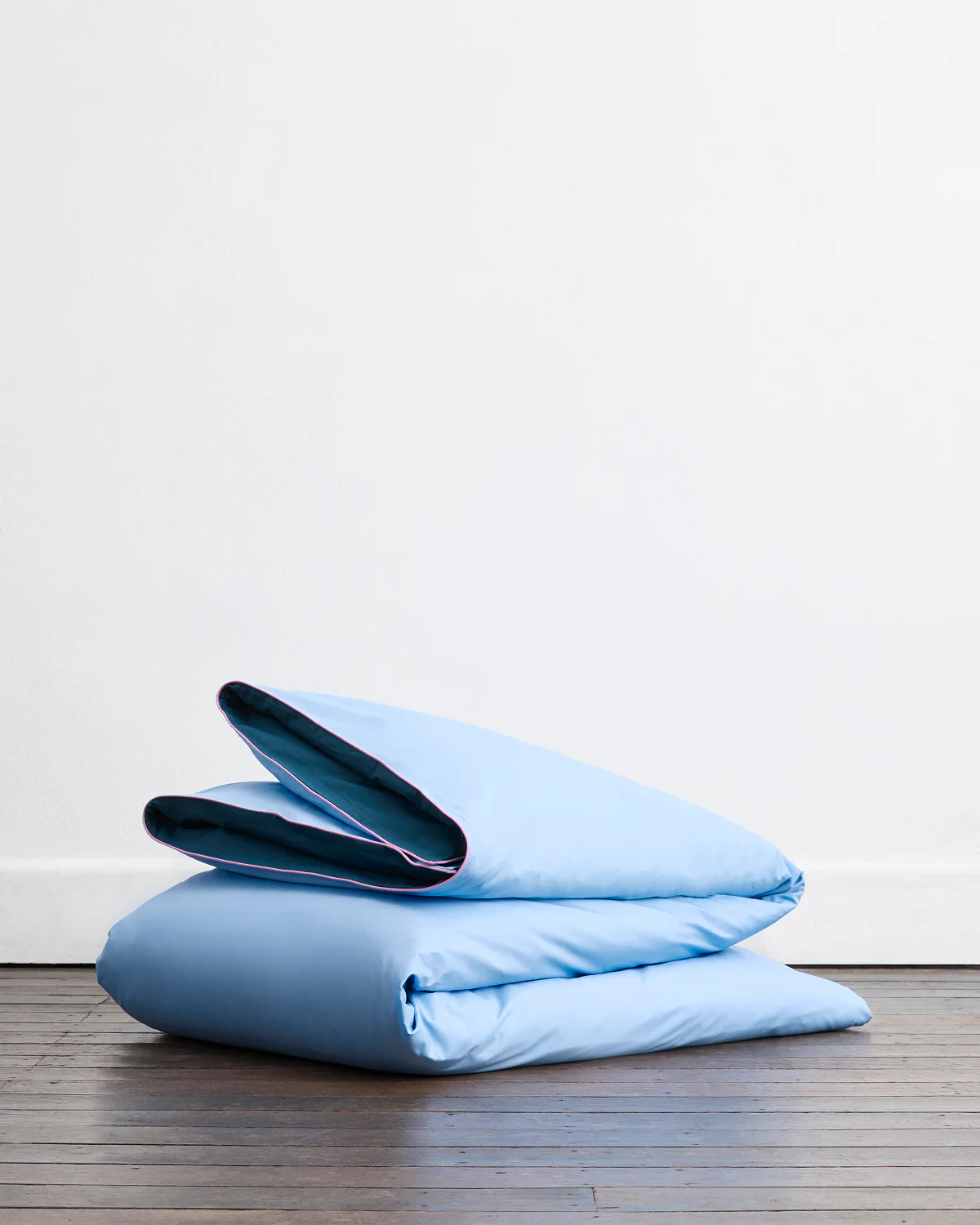 Aegean, Sky & Bubblegum Piped 100% Organic Cotton Duvet Cover - Image 2