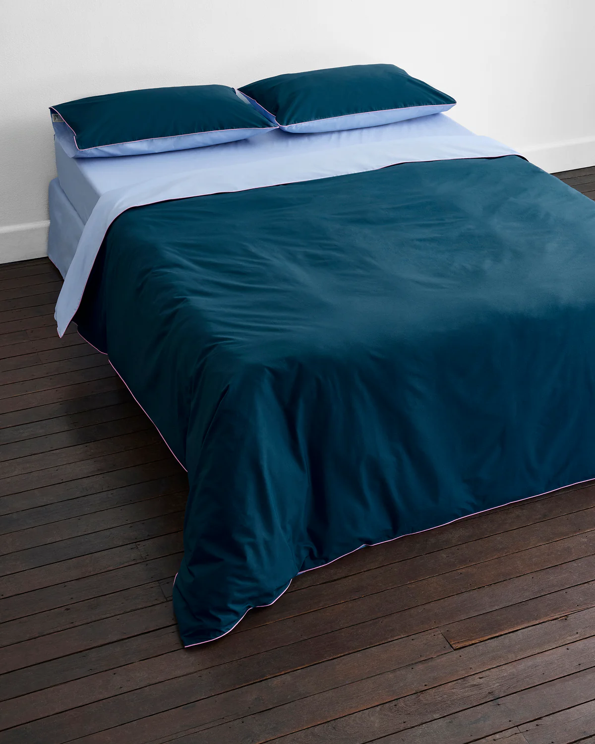 Aegean, Sky & Bubblegum Piped 100% Organic Cotton Duvet Cover - Image 3