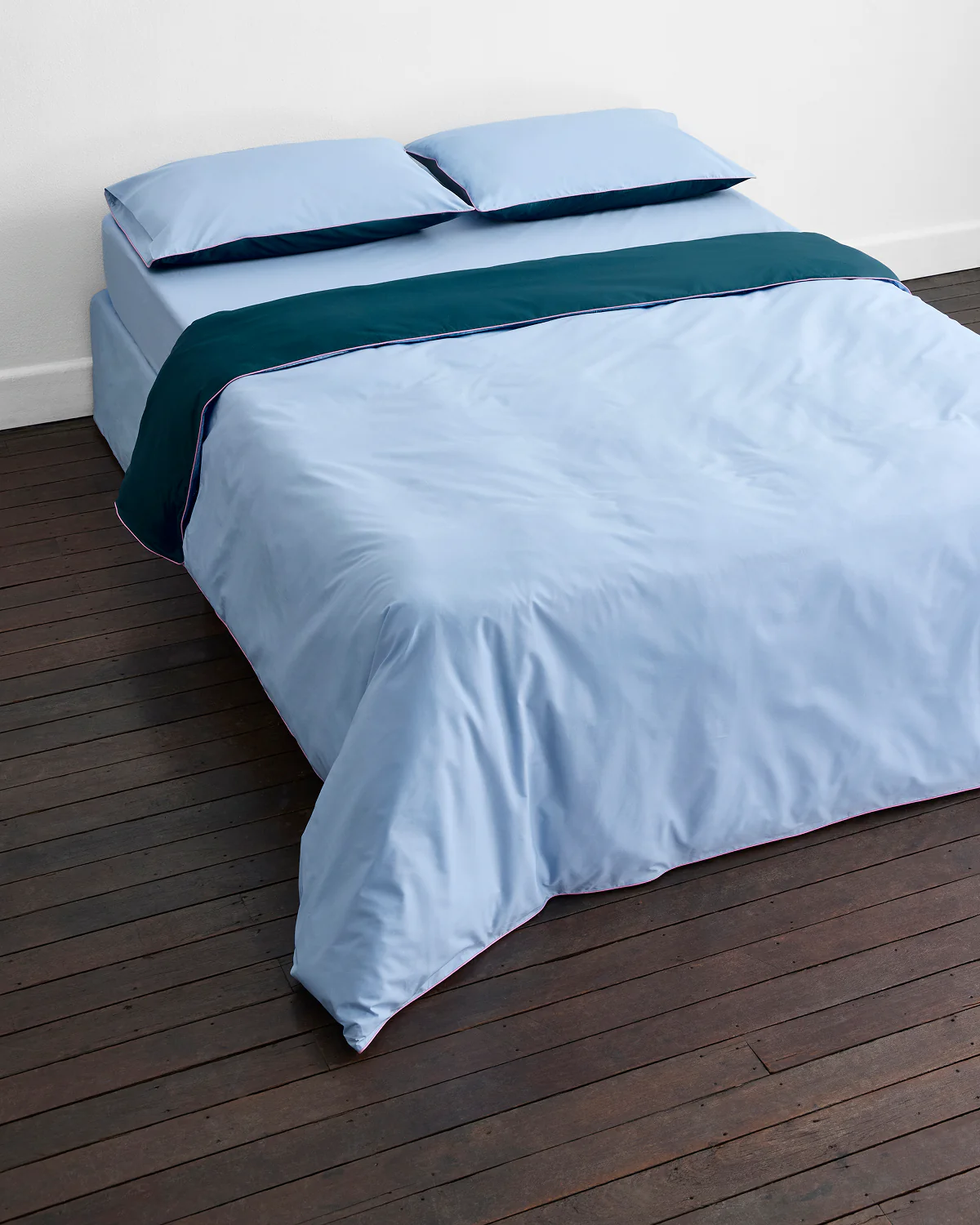Aegean, Sky & Bubblegum Piped 100% Organic Cotton Duvet Cover - Image 4