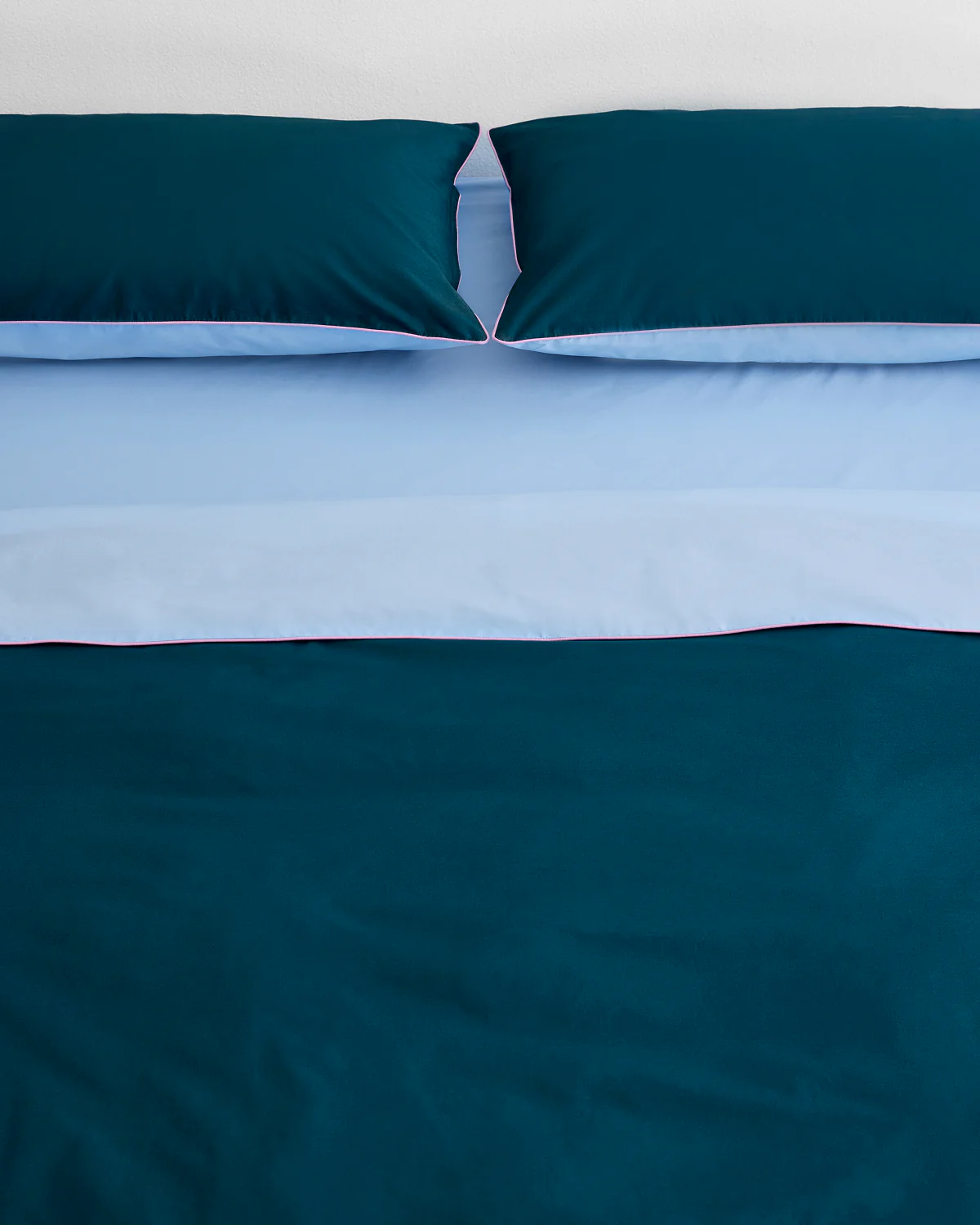 Aegean, Sky & Bubblegum Piped 100% Organic Cotton Duvet Cover - Image 5