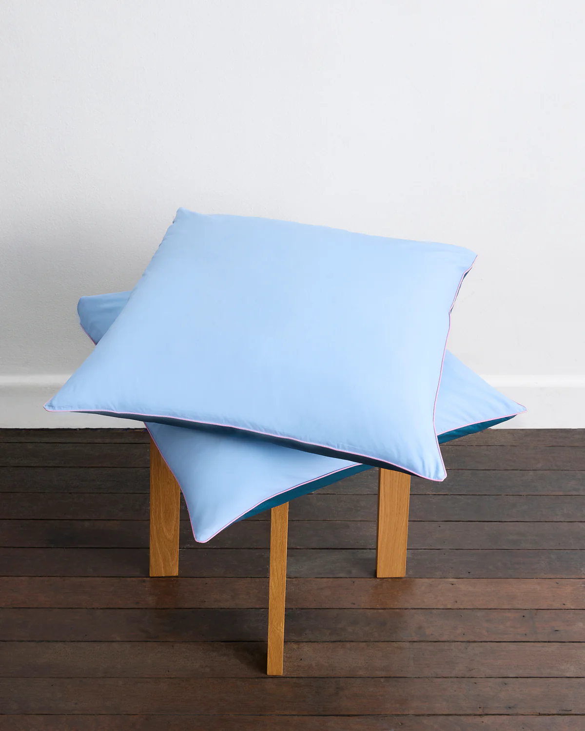 Aegean, Sky & Bubblegum Piped 100% Organic Cotton European Pillowcases (Set of Two) - Image 2