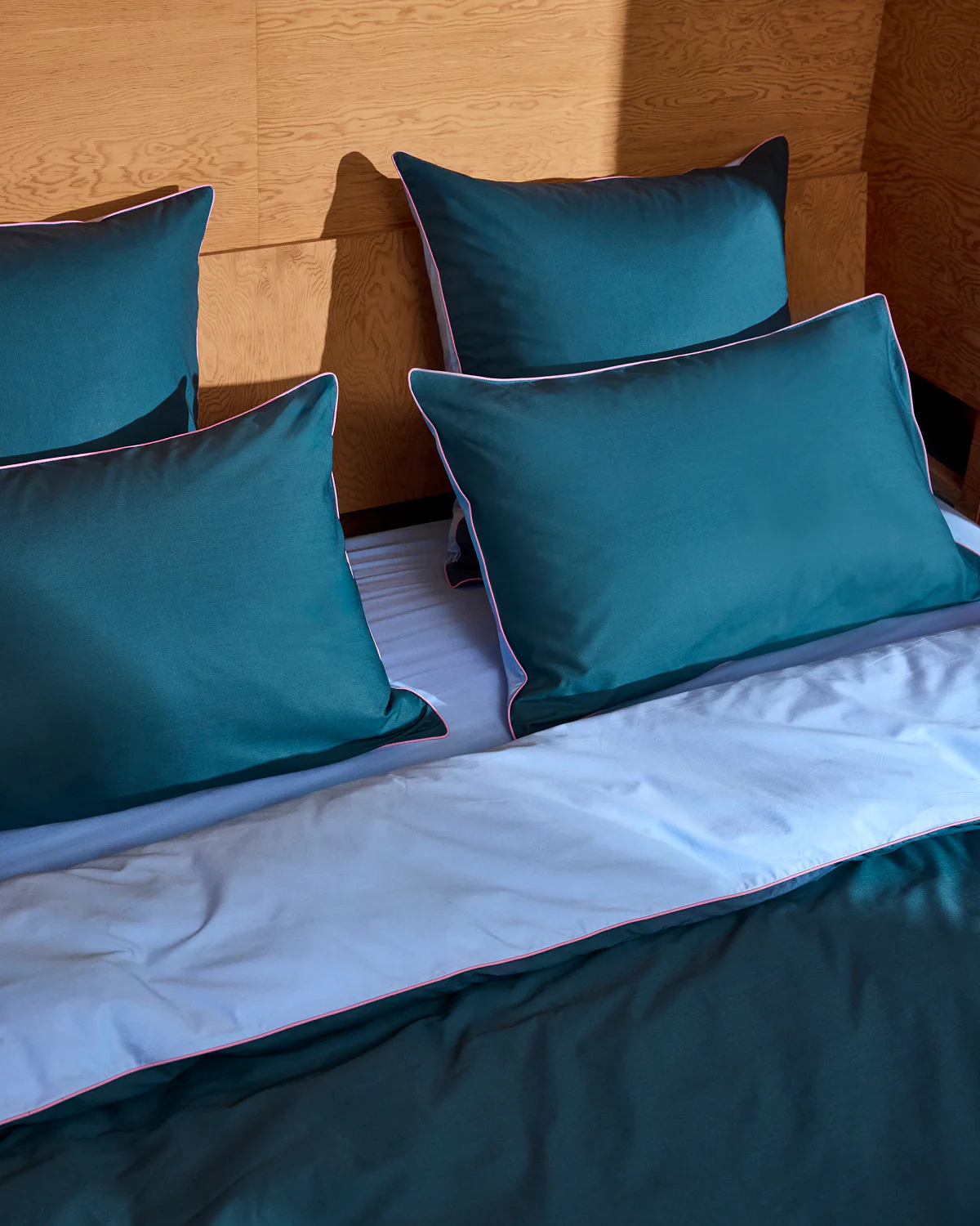 Aegean, Sky & Bubblegum Piped 100% Organic Cotton Pillowcases (Set of Two) - Image 7