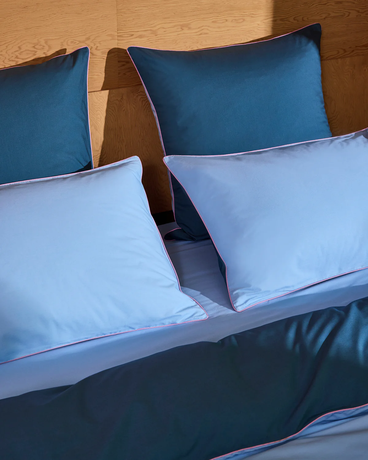 Aegean, Sky & Bubblegum Piped 100% Organic Cotton Pillowcases (Set of Two) - Image 8