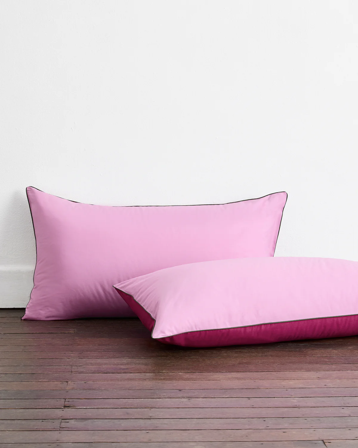 Berry, Bubblegum & Moss Piped 100% Organic Cotton King Pillowcases (Set of Two) - Image 2