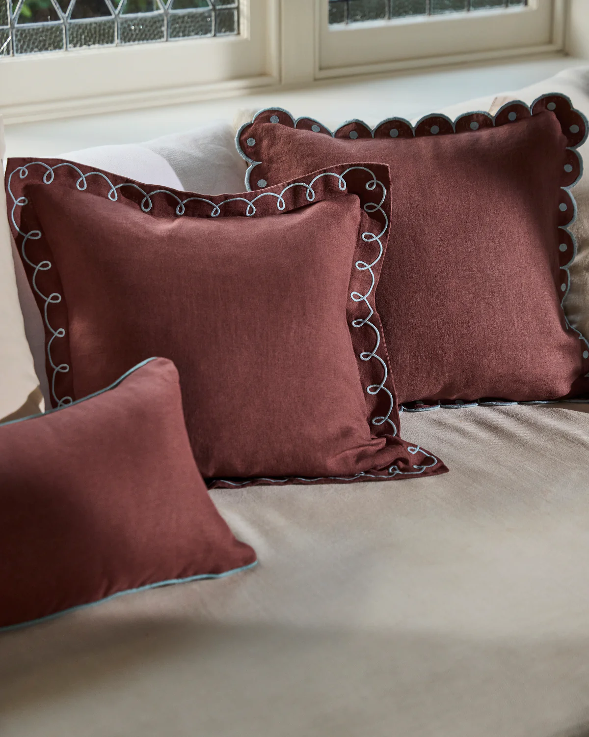 Cacao & Coast 100% French Flax Linen Swirl Cushion Cover - Image 4