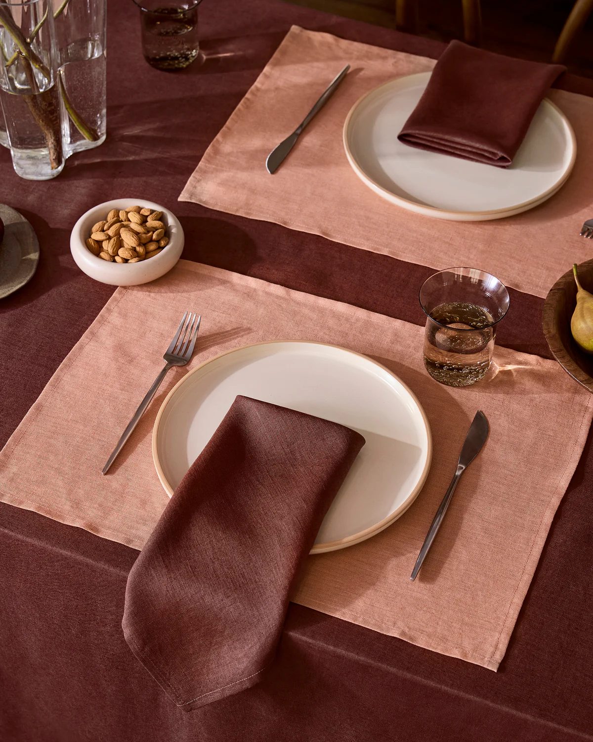 Cacao & Hazelnut 100% French Flax Linen Table Bundle - Image 3