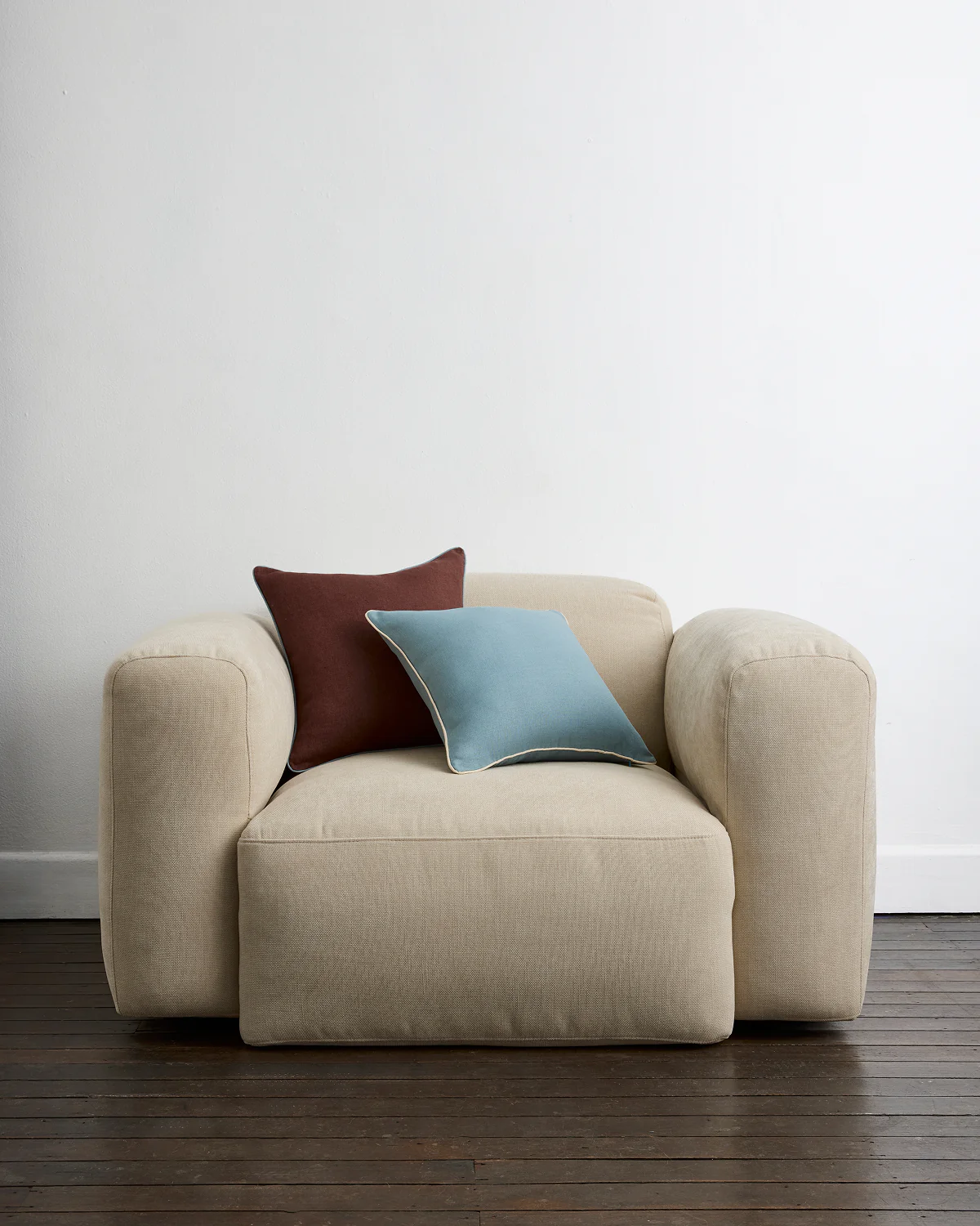 Cacao & Lagoon 100% French Flax Linen Piped Cushion Cover - Image 3