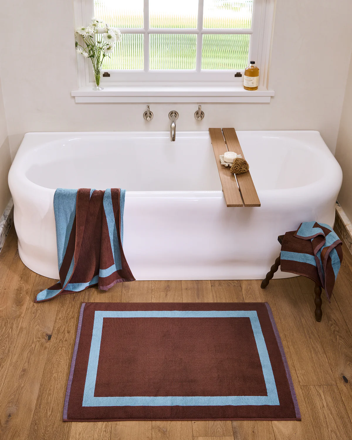 Cacao & Lagoon Two-Toned 100% Cotton Terry Bath Mat - Image 3