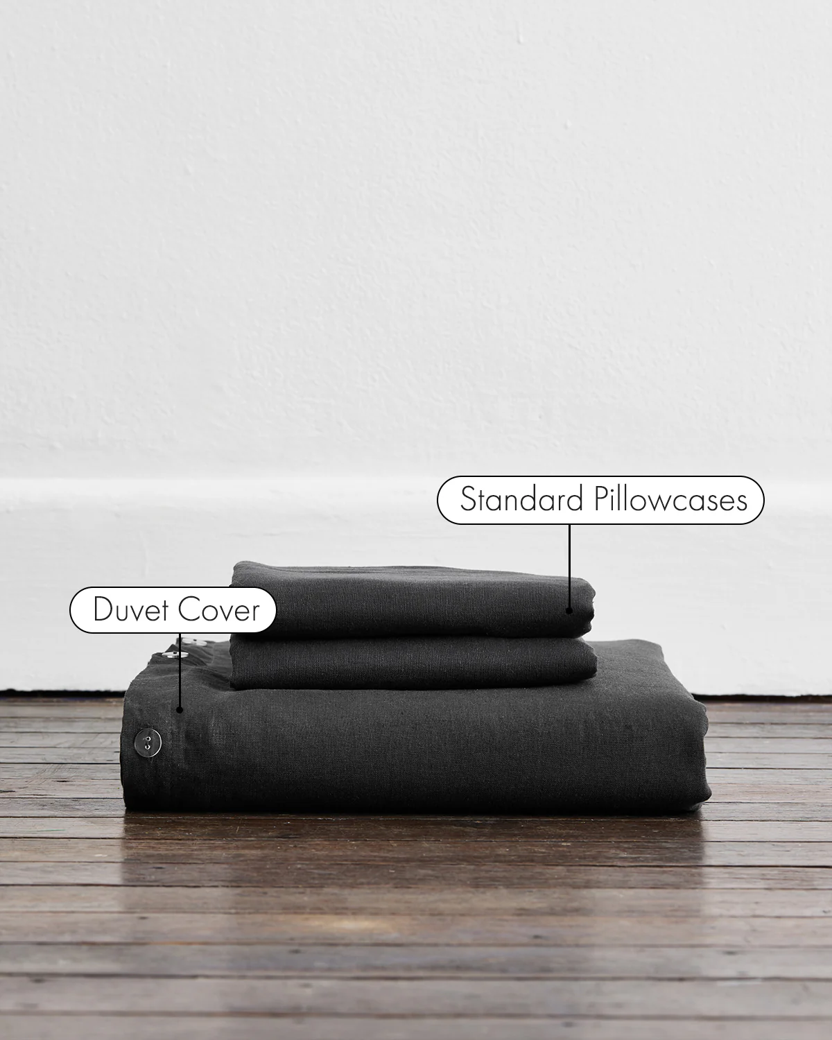 Charcoal 100% French Flax Linen Duvet Cover Set - Image 2