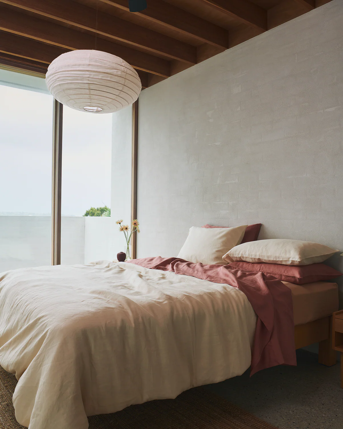 Pink Clay 100% French Flax Linen Flat Sheet - Image 6