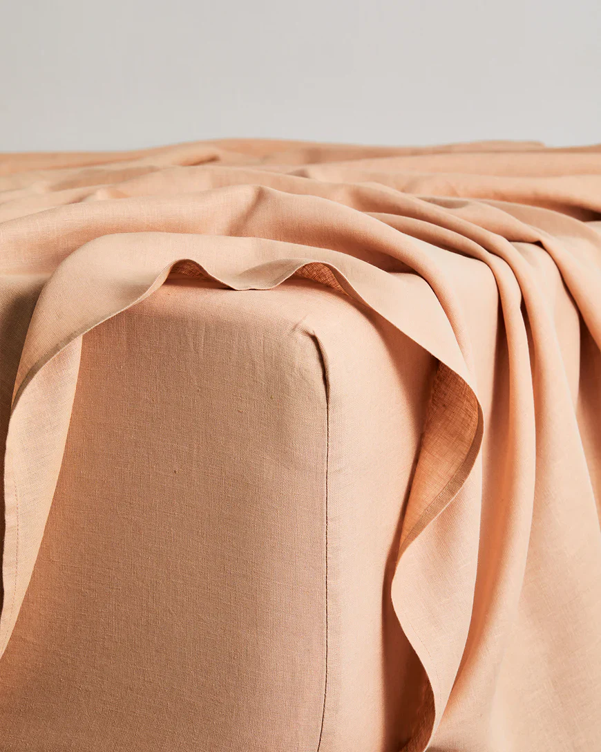 Crème, Pink Clay & Terracotta 100% French Flax Linen Bedding Bundle - Image 4