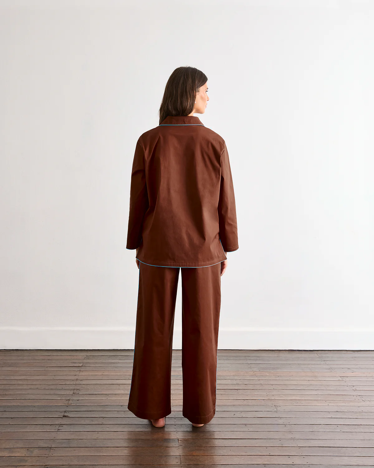 Espresso & Sky Piped Long Sleeve Shirt - Image 4