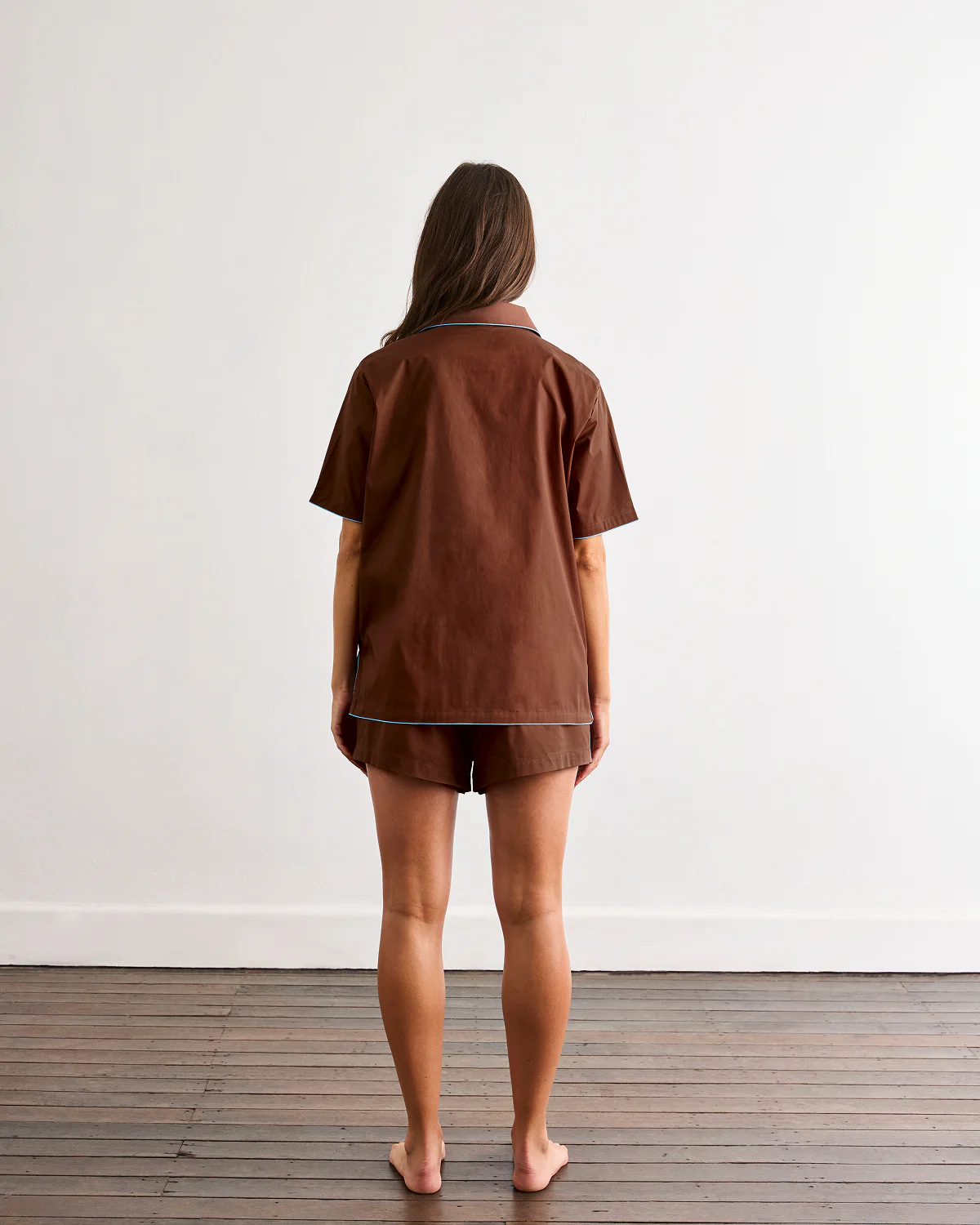 Espresso & Sky Piped Short Sleeve Shirt - Image 4