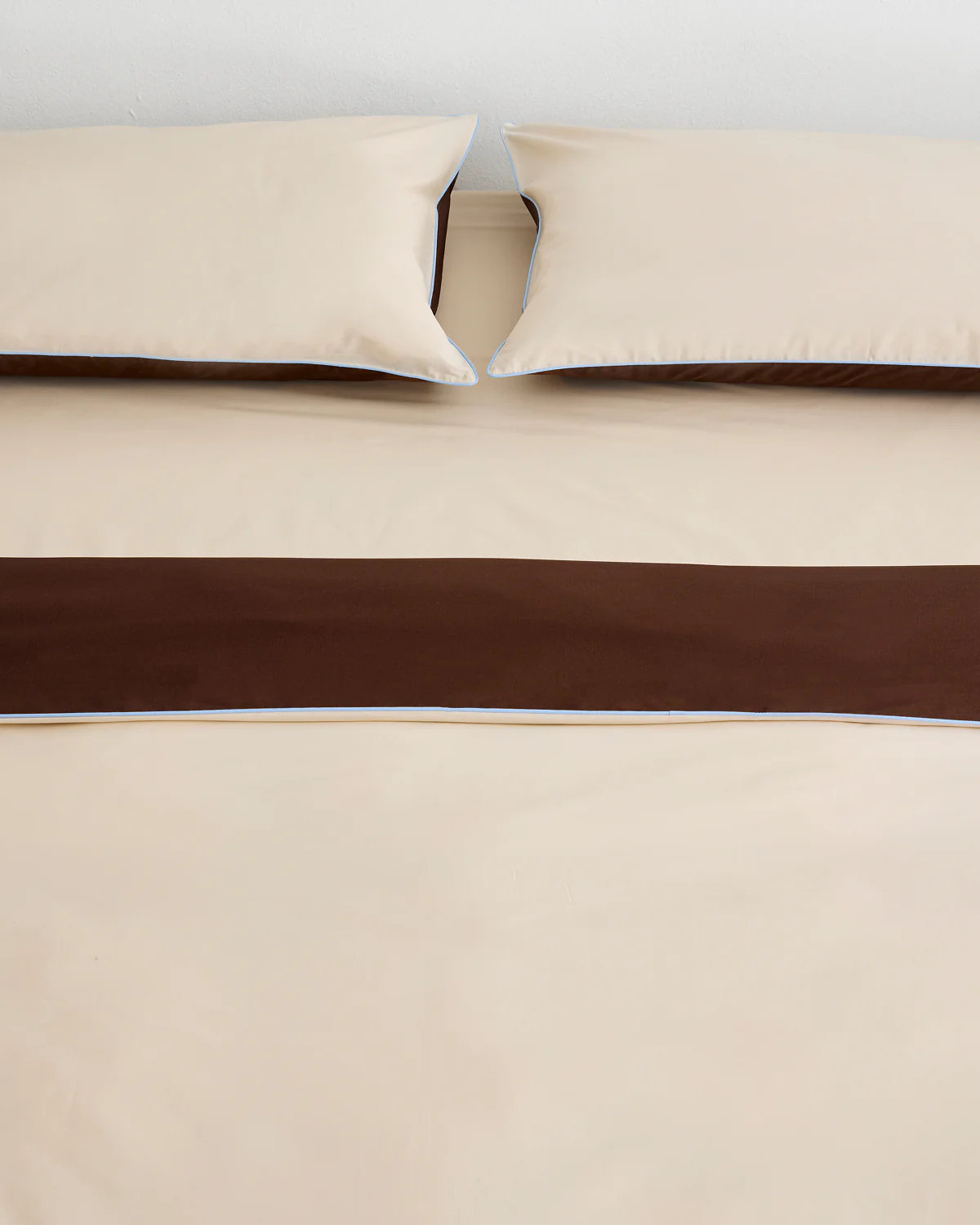 Espresso, Vanilla & Sky Piped 100% Organic Cotton Duvet Cover - Image 6