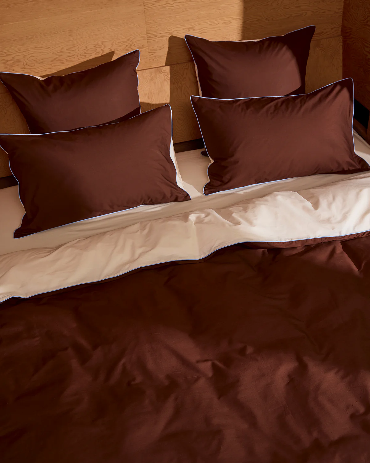 Espresso, Vanilla & Sky Piped 100% Organic Cotton Pillowcases (Set of Two) - Image 7