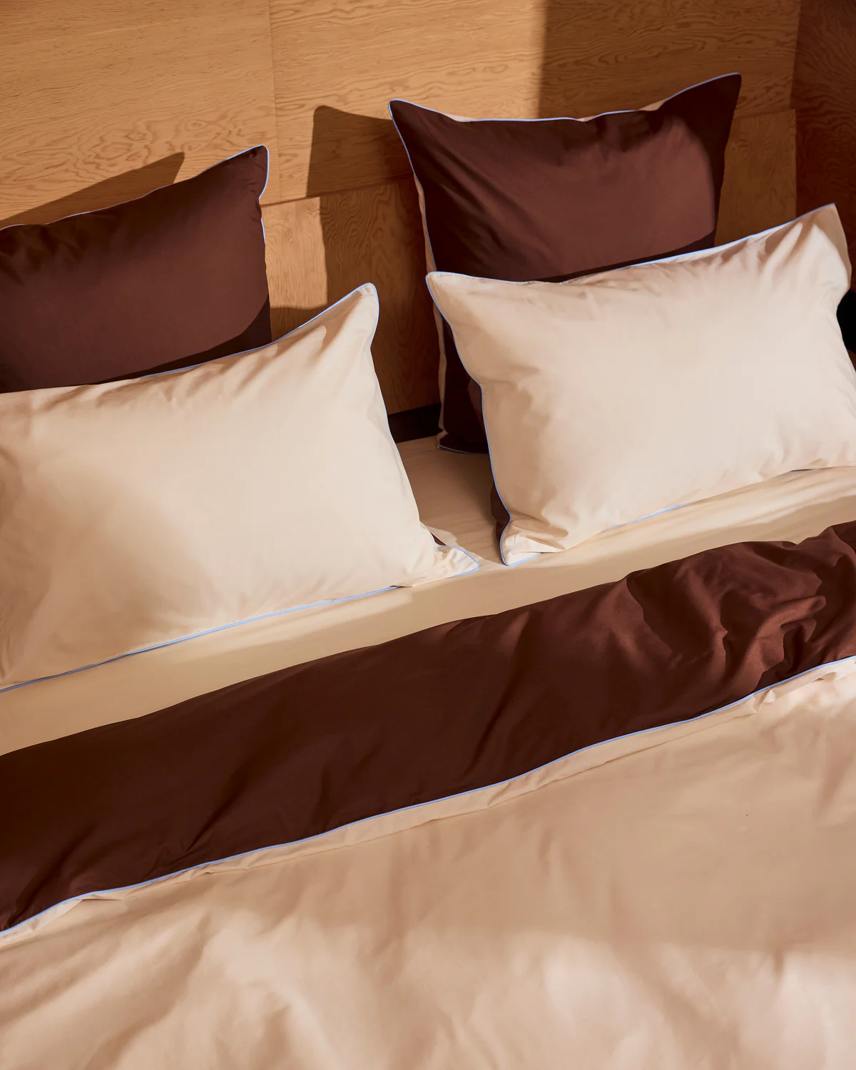 Espresso, Vanilla & Sky Piped 100% Organic Cotton Pillowcases (Set of Two) - Image 8