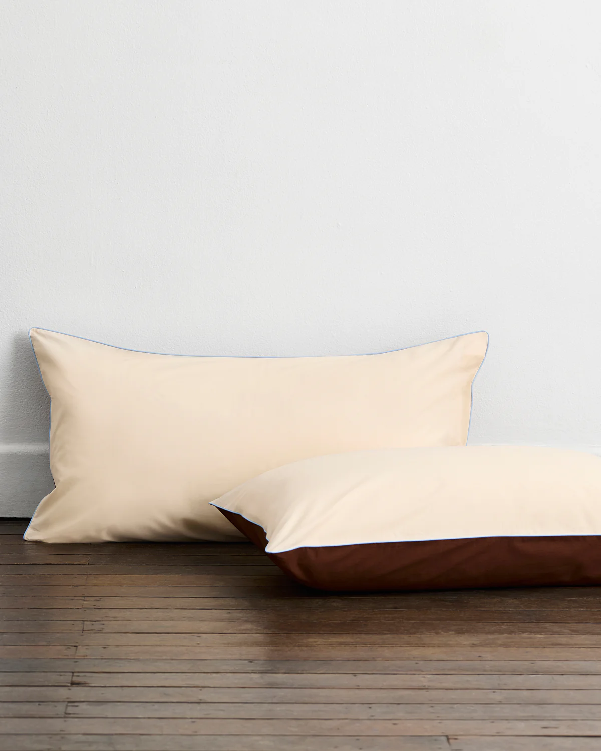 Espresso, Vanilla & Sky Piped 100% Organic Cotton King Pillowcases (Set of Two) - Image 2