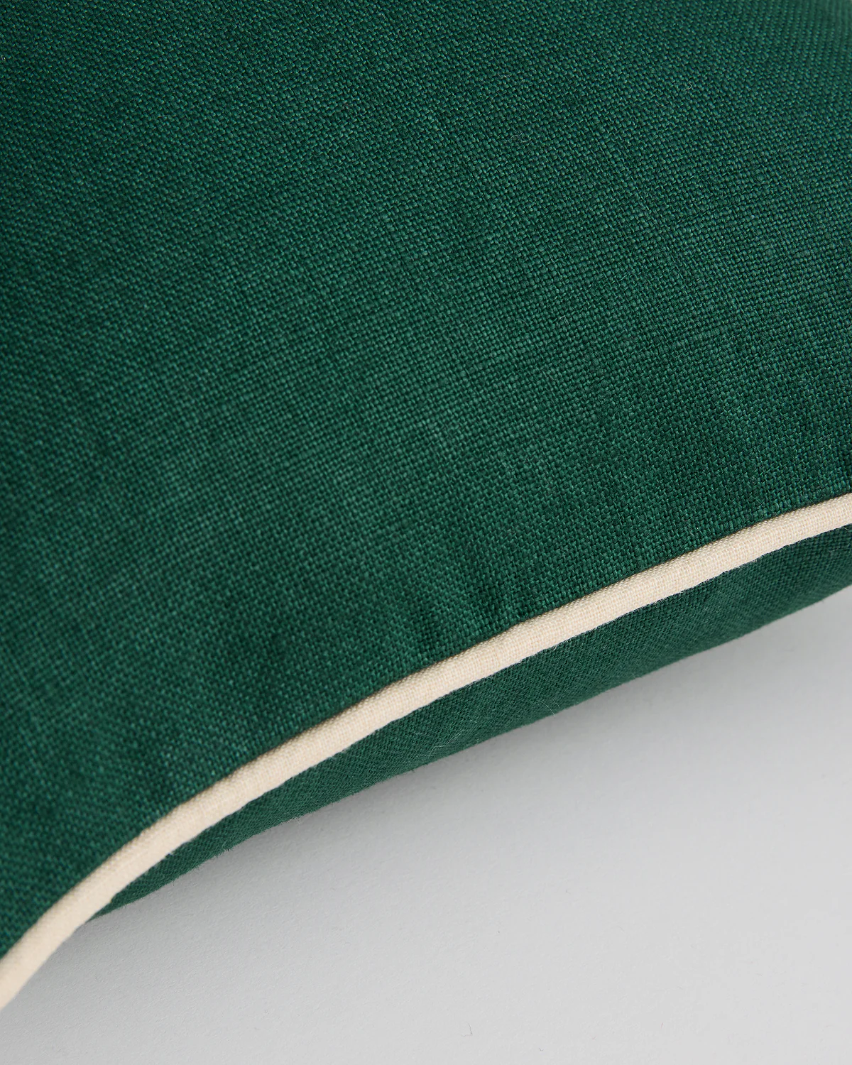 Forest & Crème 100% French Flax Linen Piped Cushion Cover - Image 2