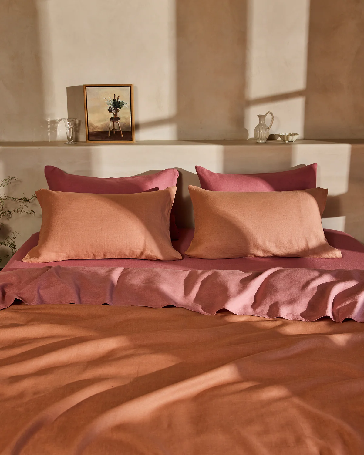 Hazelnut & Pink Clay 100% French Flax Linen Bedding Bundle - Image 2