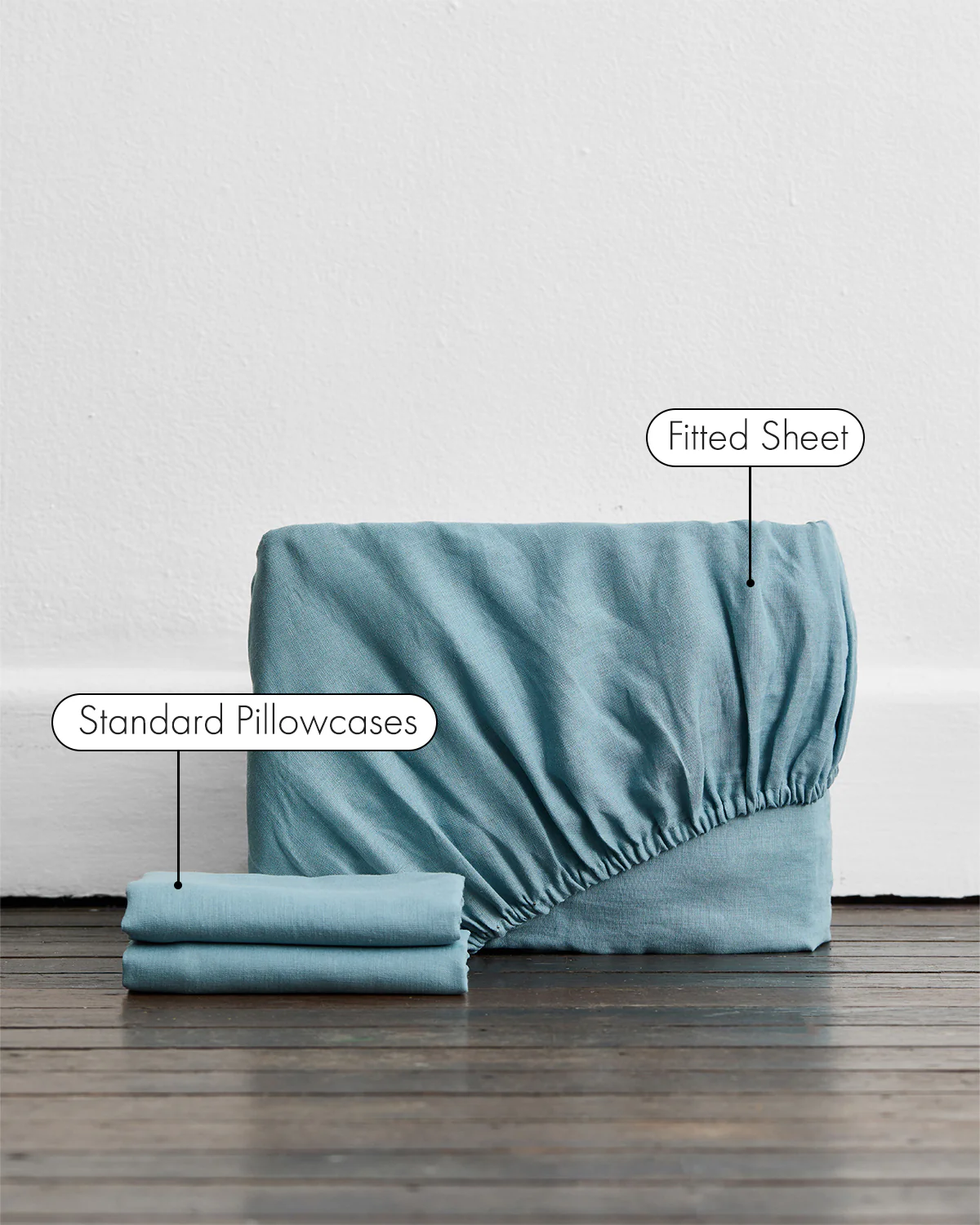 Lagoon 100% French Flax Linen Fitted Sheet Set - Image 2