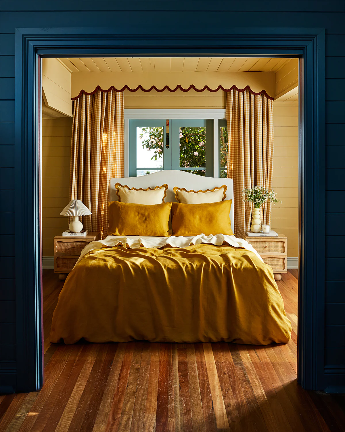 Limoncello & Turmeric 100% French Flax Linen Scalloped European Pillowcases (Set of Two) - Image 3