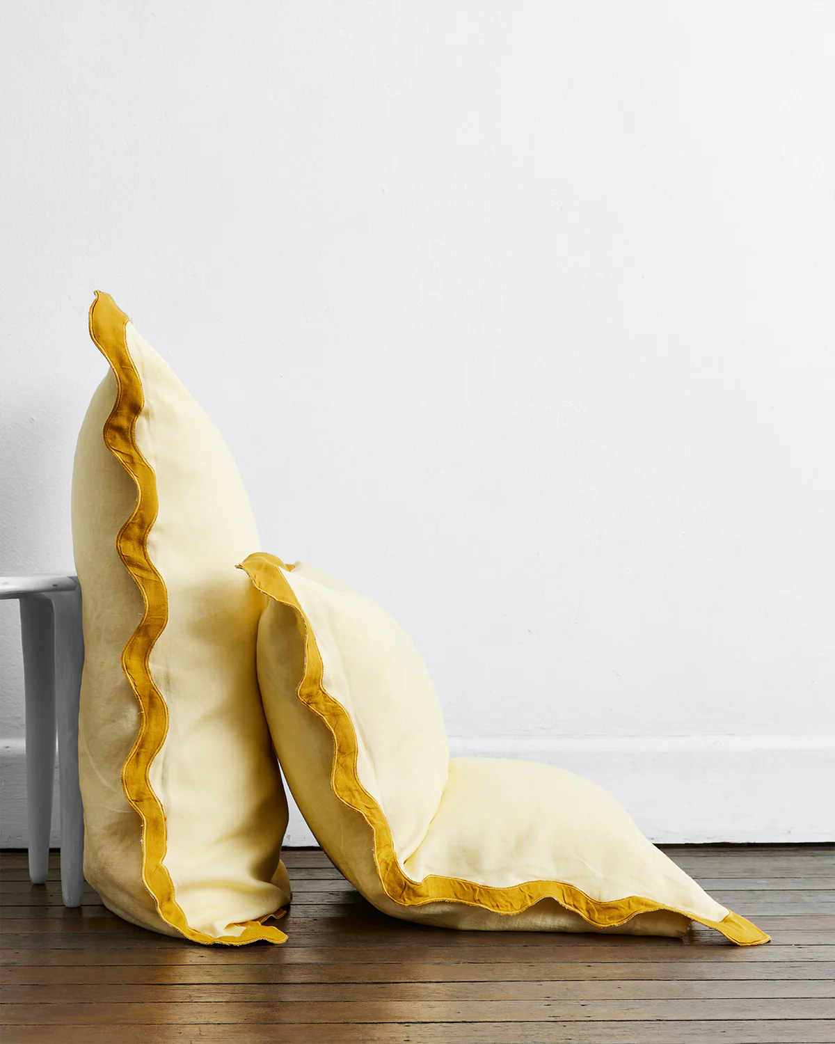 Limoncello & Turmeric 100% French Flax Linen Scalloped Pillowcases (Set of Two) - Image 2