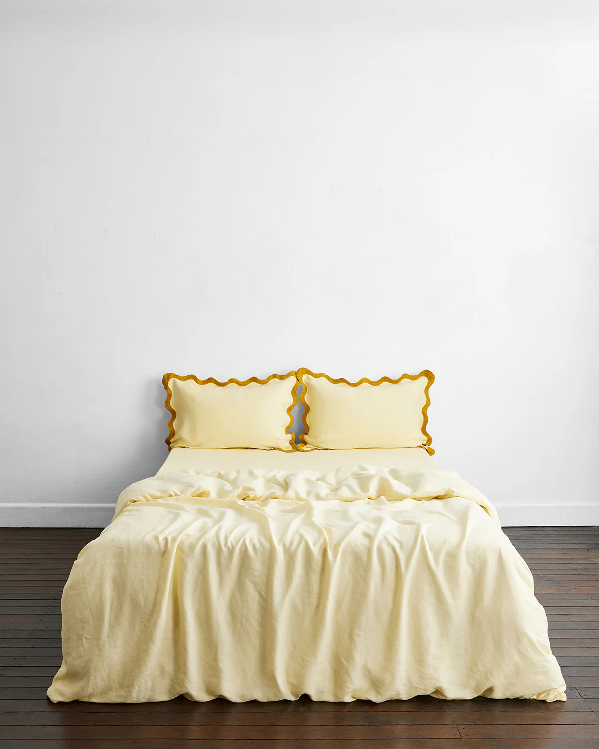Limoncello & Turmeric 100% French Flax Linen Scalloped Pillowcases (Set of Two) - Image 3