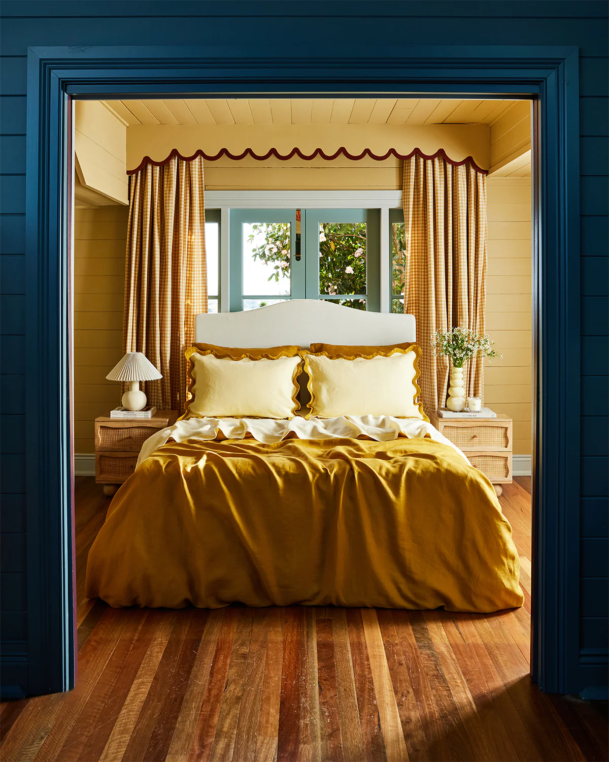 Limoncello & Turmeric 100% French Flax Linen Scalloped Pillowcases (Set of Two) - Image 5