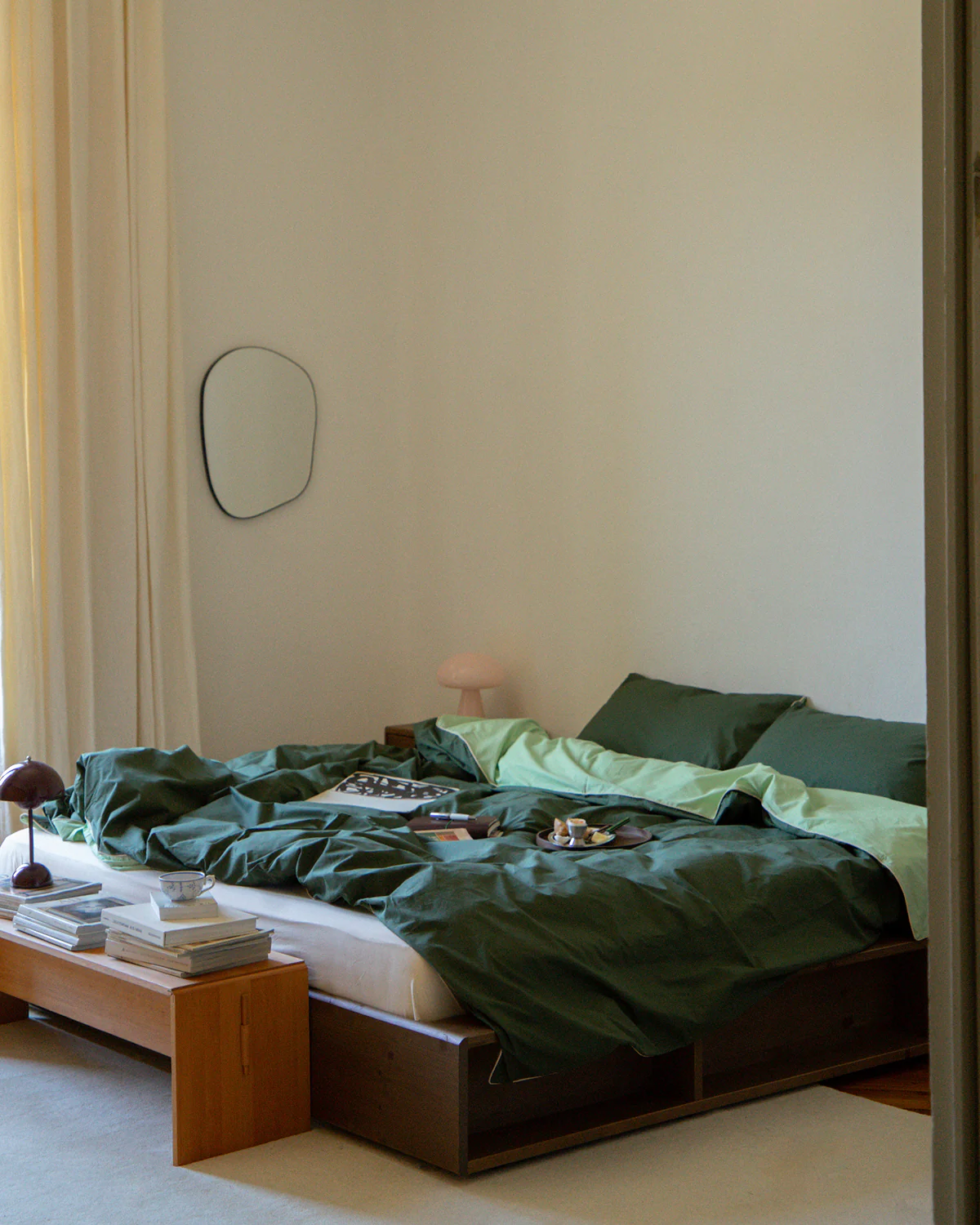 Moss, Apple & Vanilla Piped 100% Organic Cotton Duvet Cover Set - Image 9