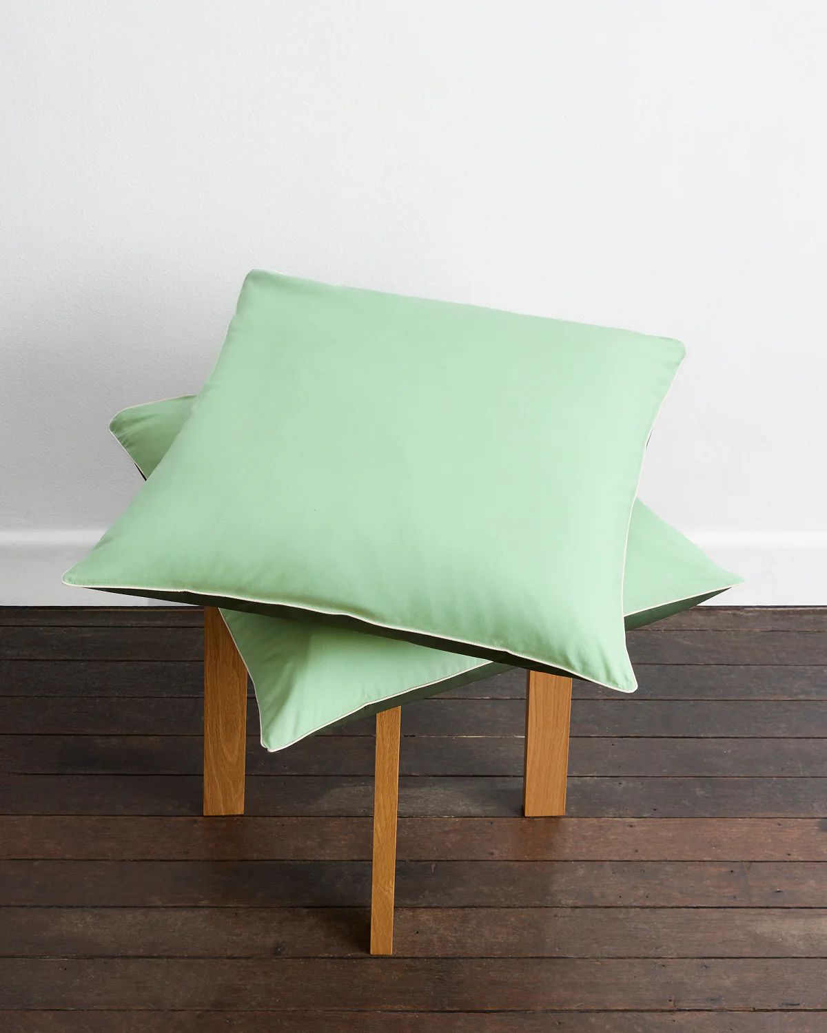 Moss, Apple & Vanilla Piped 100% Organic Cotton European Pillowcases (Set of Two) - Image 2