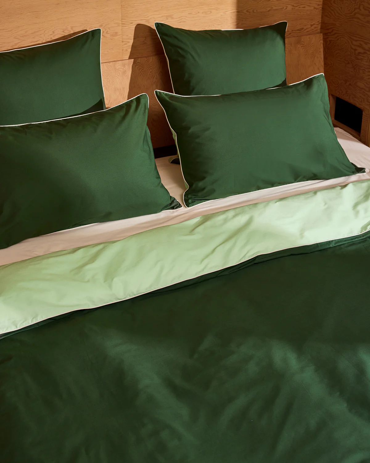 Moss, Apple & Vanilla Piped 100% Organic Cotton Pillowcases (Set of Two) - Image 7