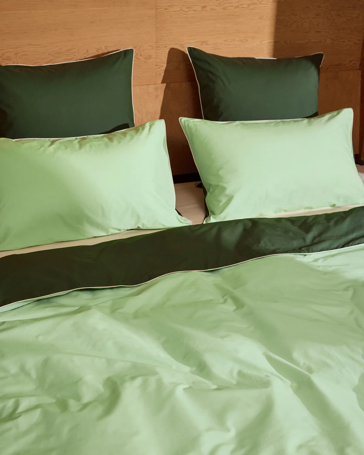 Moss, Apple & Vanilla Piped 100% Organic Cotton Pillowcases (Set of Two) - Image 8
