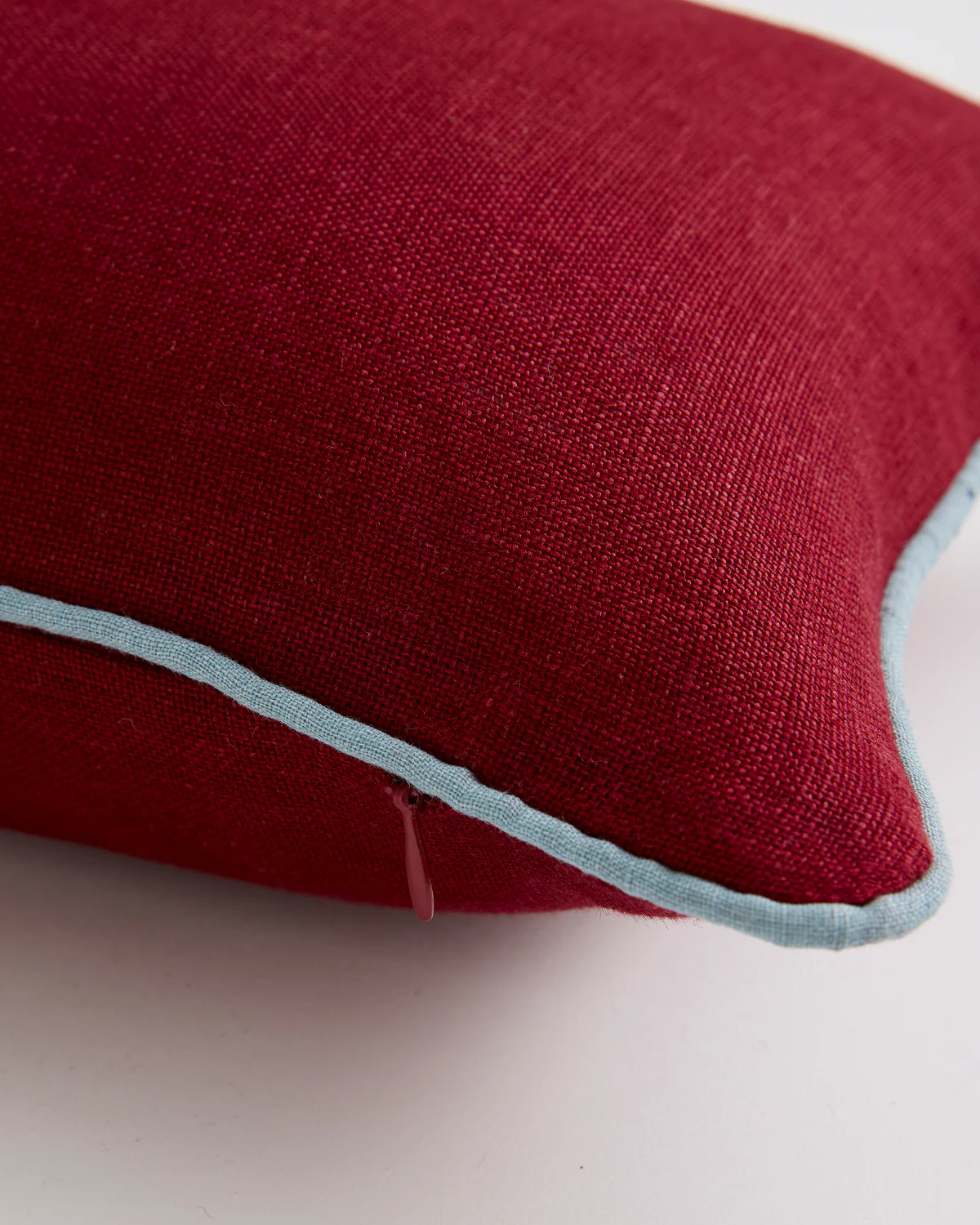 Mulberry & Lagoon 100% French Flax Linen Piped Lumbar Cushion Cover - Image 2