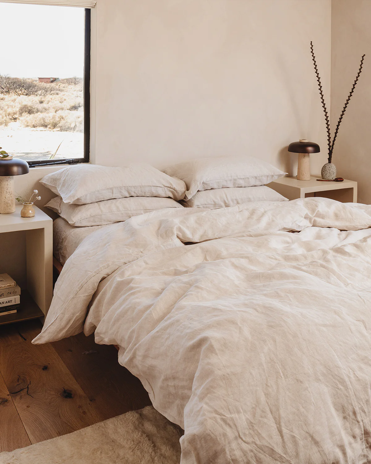 Oatmeal 100% French Flax Linen Sheet Set - Image 4