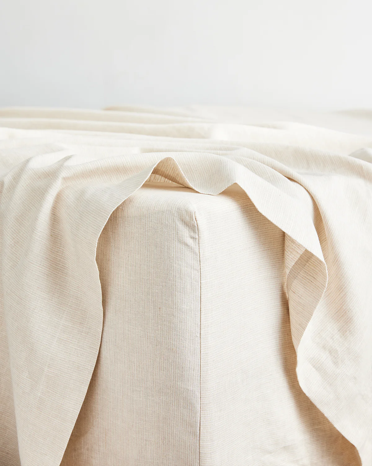Oatmeal & White Stripe 100% French Flax Linen Bedding Bundle - Image 4