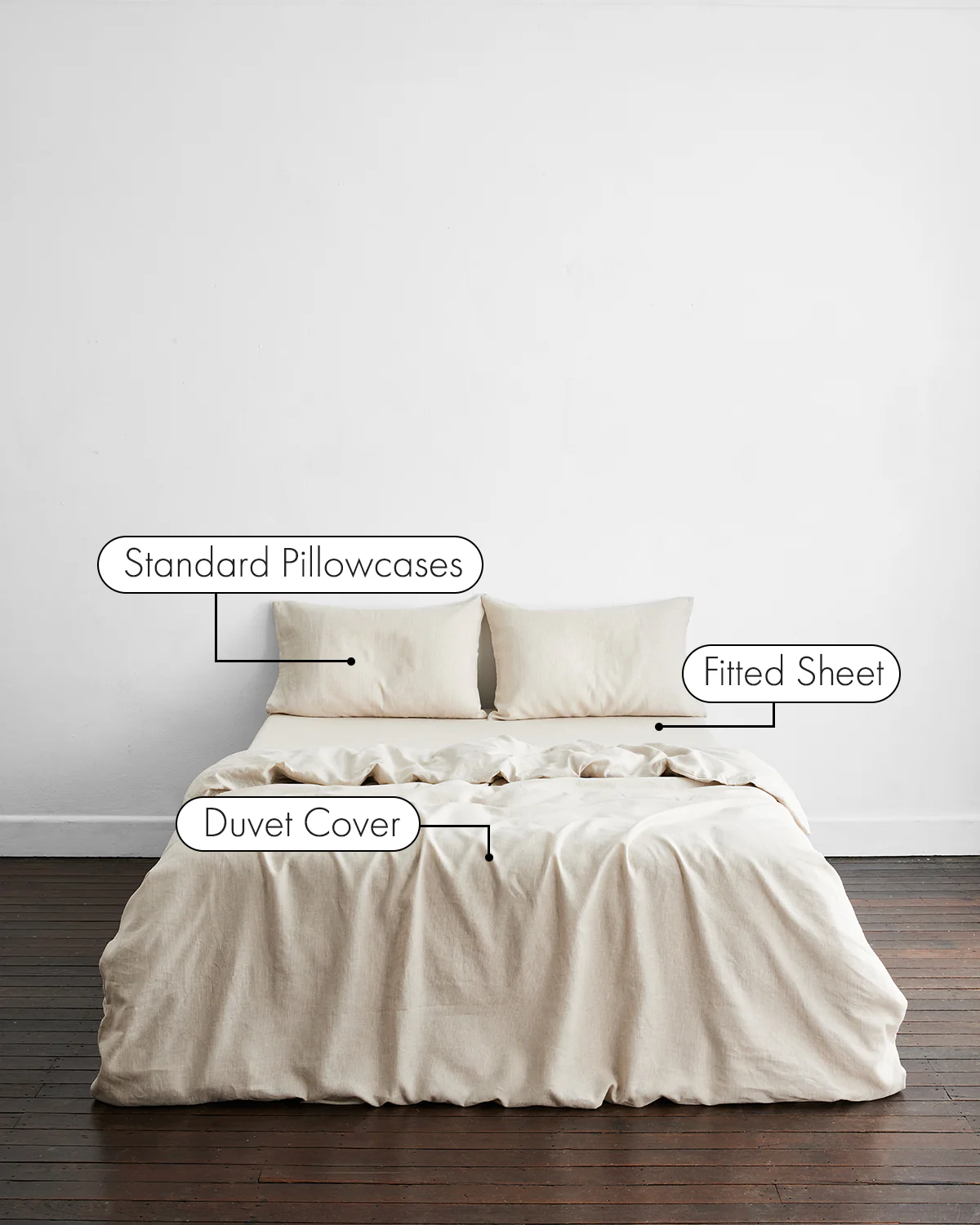Oatmeal & White Stripe 100% French Flax Linen Bedding Set - Image 2