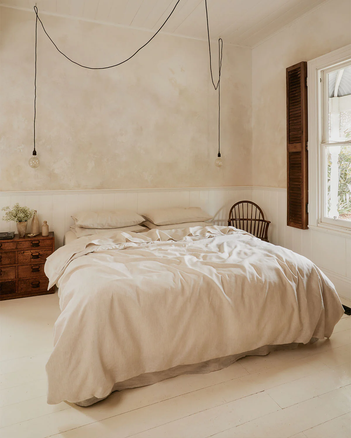 Oatmeal & White Stripe 100% French Flax Linen Bedding Set - Image 5
