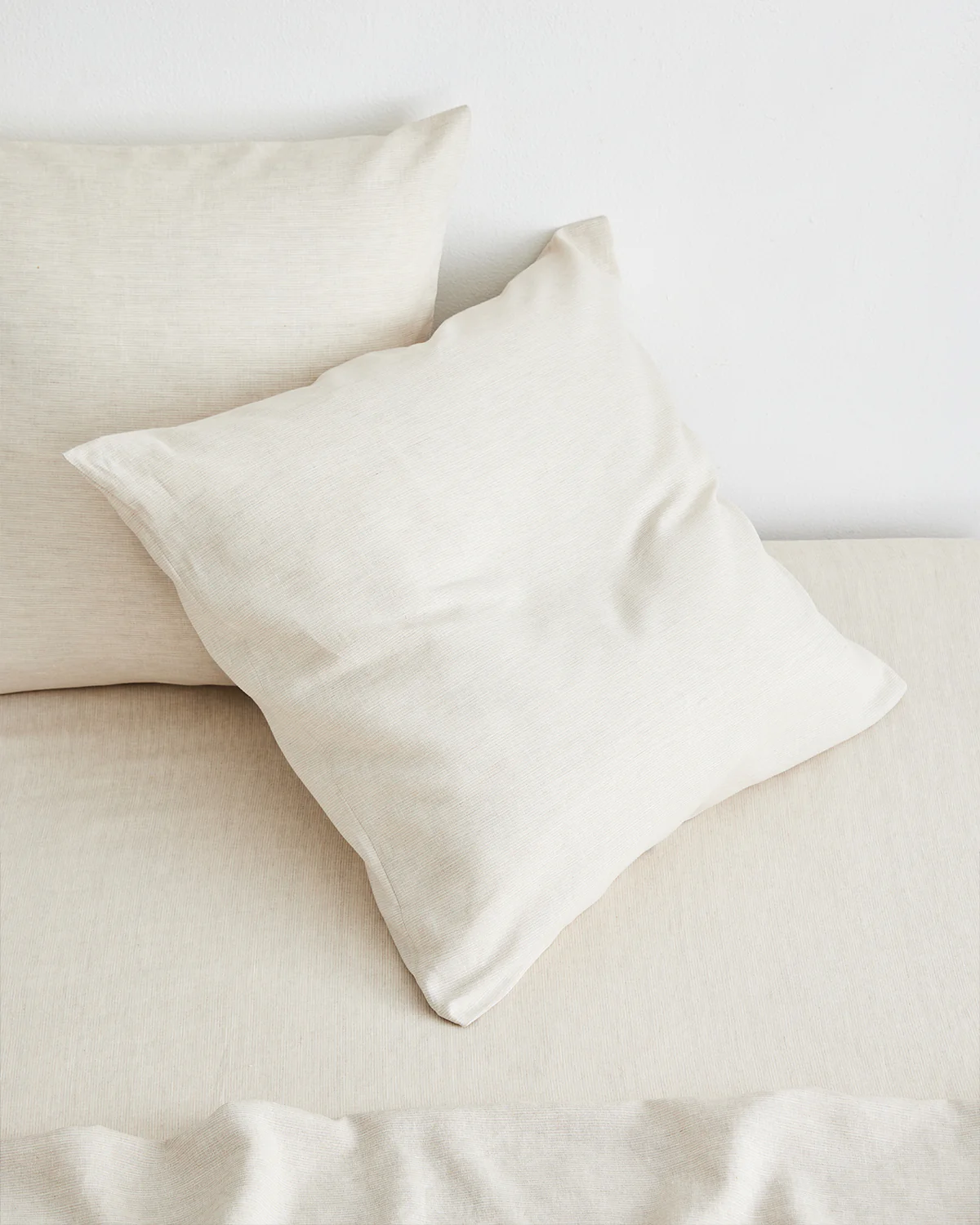Oatmeal & White Stripe 100% French Flax Linen European Pillowcases (Set of Two) - Image 2