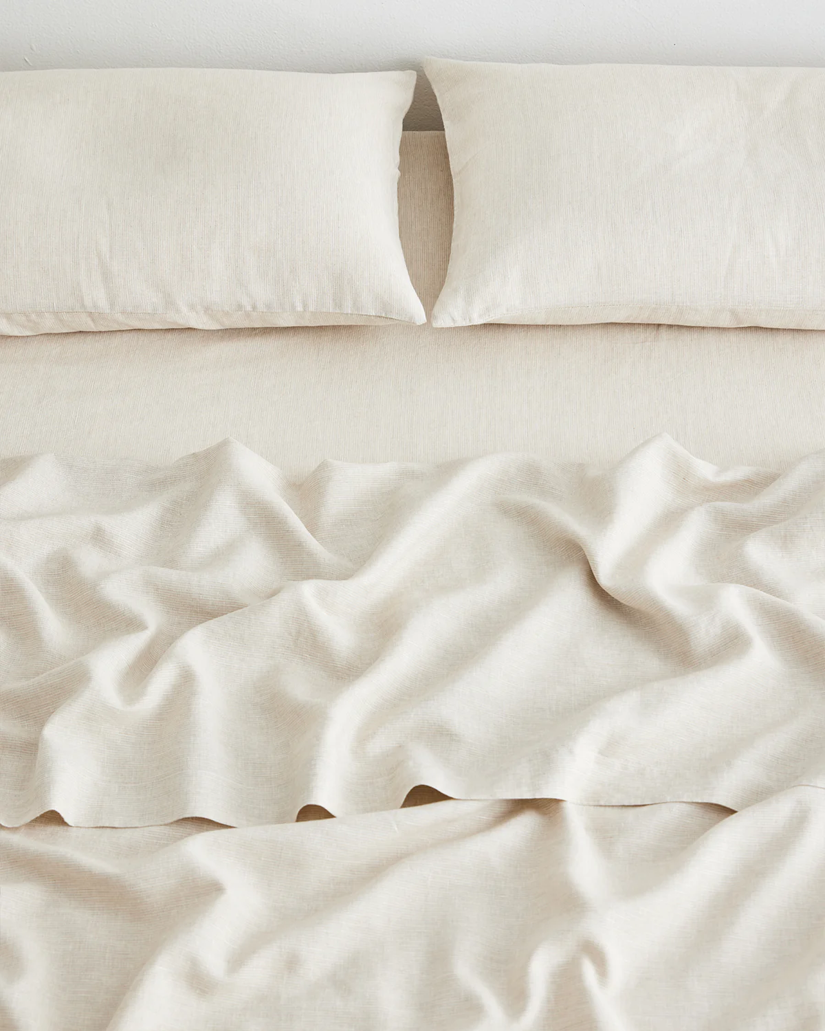 Oatmeal & White Stripe 100% French Flax Linen Fitted Sheet - Image 2