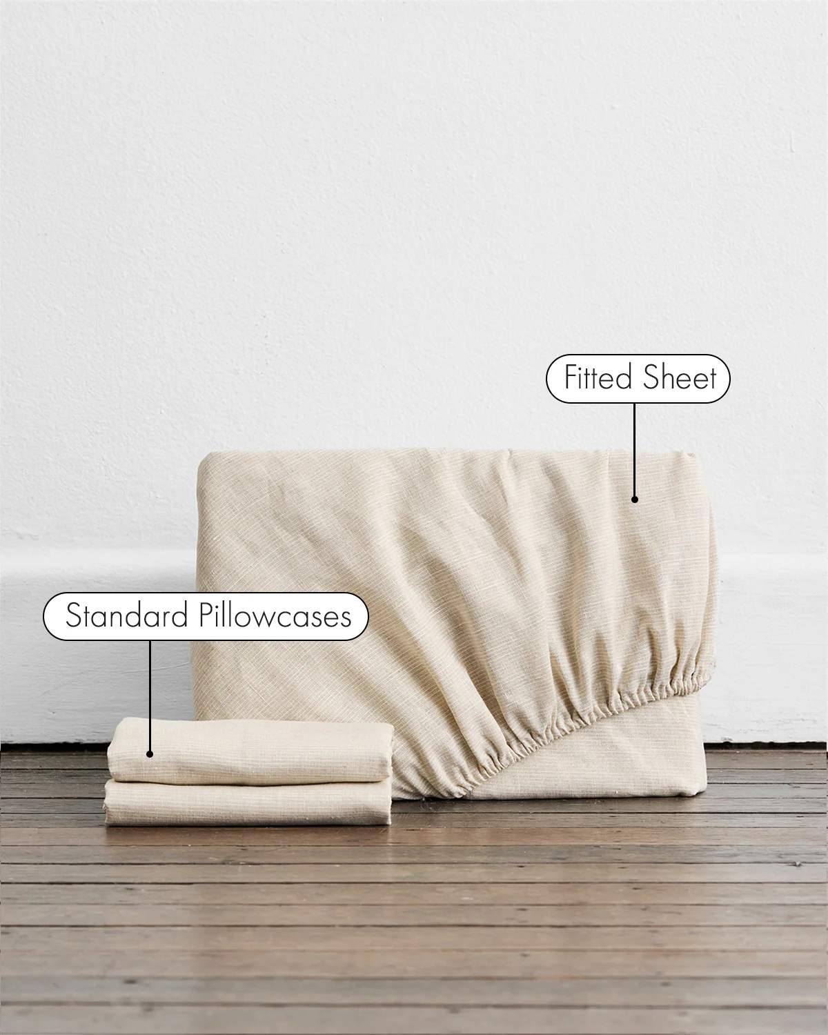 Oatmeal & White Stripe 100% French Flax Linen Fitted Sheet Set - Image 2