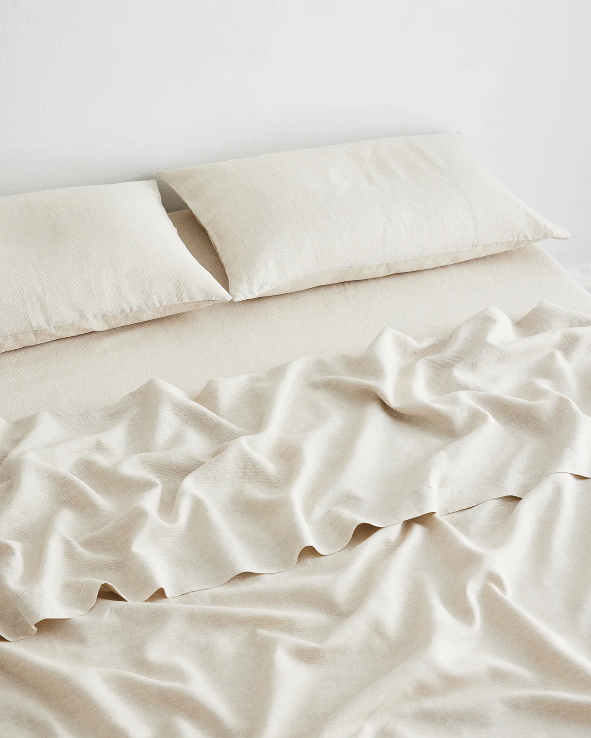 Oatmeal & White Stripe 100% French Flax Linen Sheet Set - Image 3