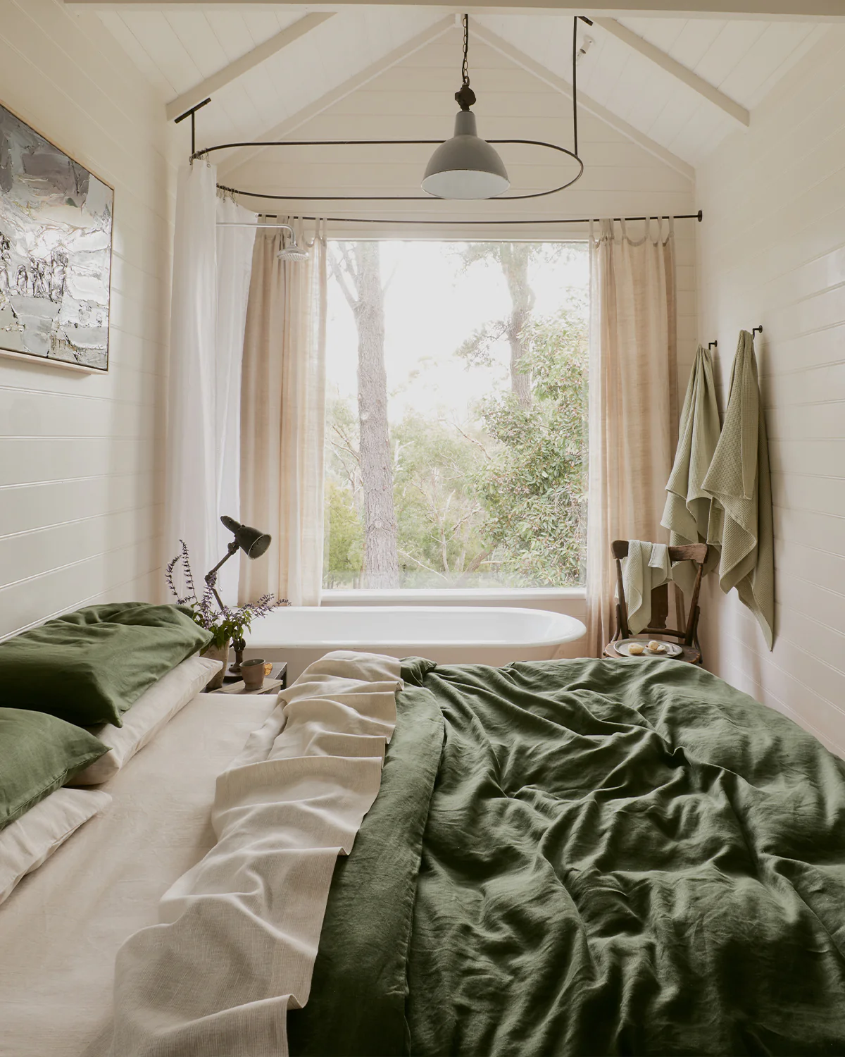 Olive 100% French Flax Linen Duvet Cover - Image 4