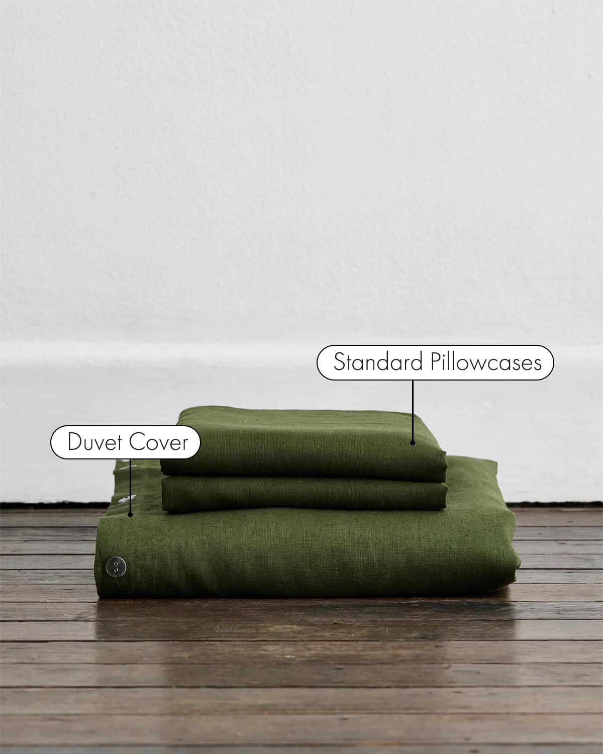 Olive 100% French Flax Linen Duvet Cover Set - Image 2