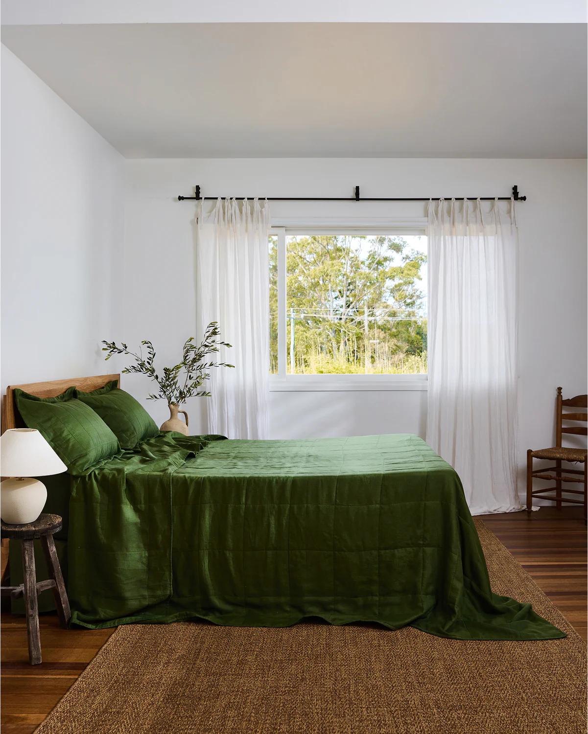 Olive Quilted Pillowcases (Set of Two) - Image 2