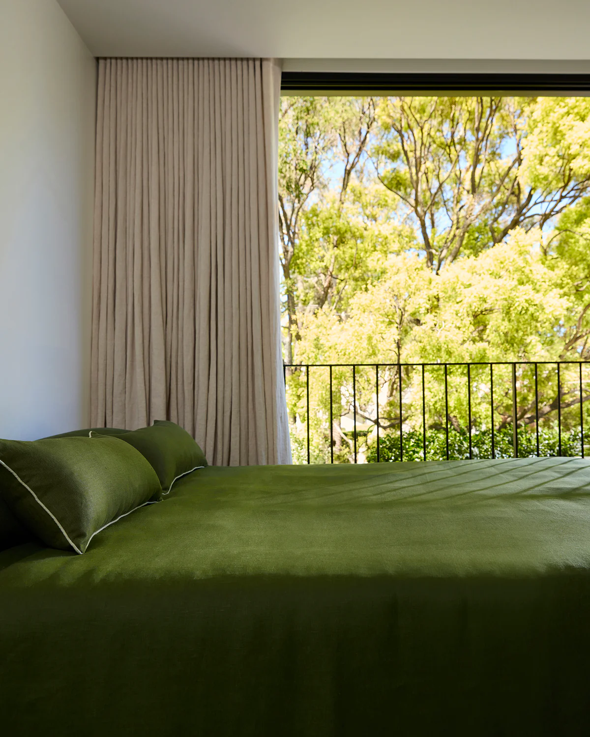 Olive Heavy Linen Bed Cover - Image 6