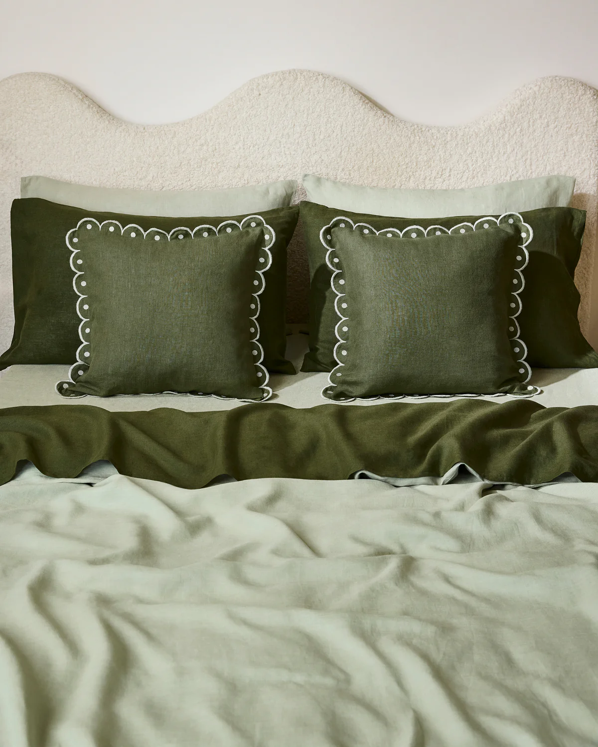 Olive & Sage 100% French Flax Linen Arch Cushion Cover - Image 4
