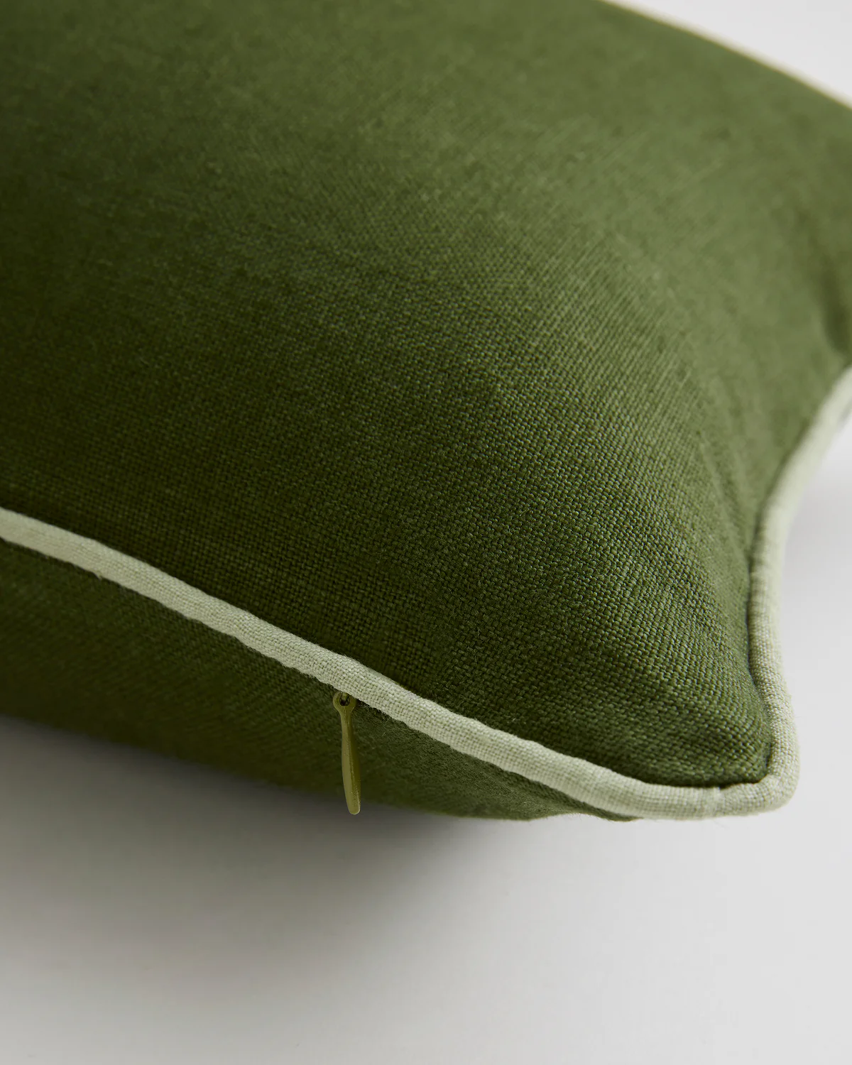 Olive & Sage 100% French Flax Linen Piped Lumbar Cushion Cover - Image 2